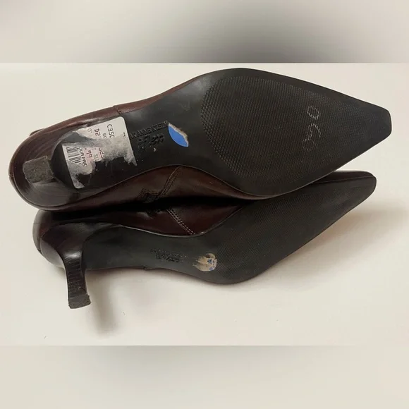 Anne Klein Leather Rich Brown Kitten Heeled Boots Chic Classy Workwear Preppy - Picture 6 of 16